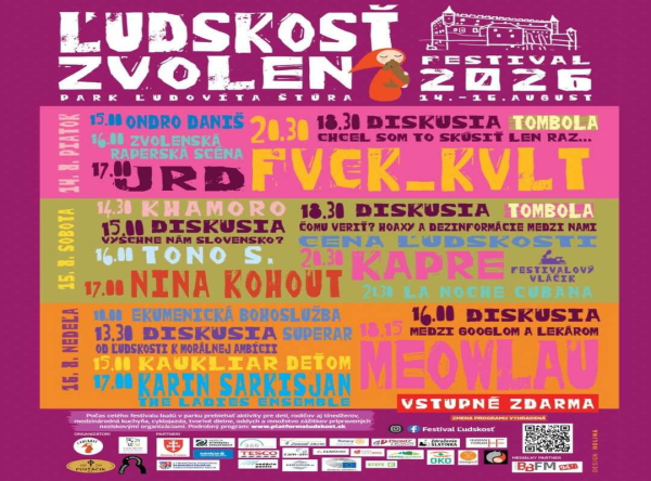 Mestsk&yacute; festival Ľudskosť vo Zvolene sa bl&iacute;ži, pon&uacute;kne bohat&yacute; a hodnotn&yacute; program